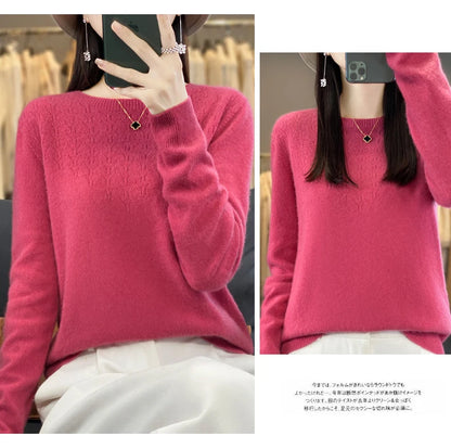 Merino Wool O-Neck Pullover Sweater