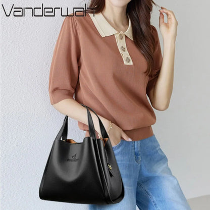 Genuine Leather Top-Handle Handbag