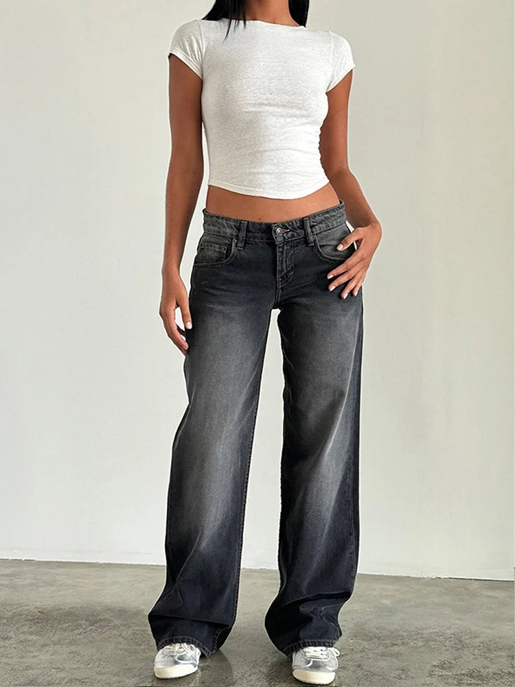 High-Waist Baggy Denim Wide-Leg Jeans