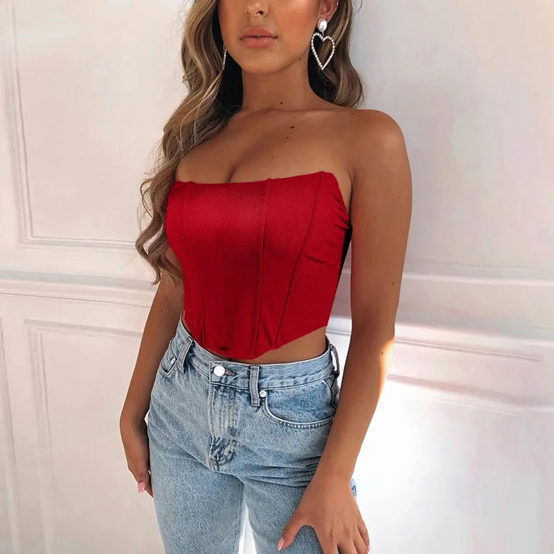Sexy Off-Shoulder Corset Crop Top