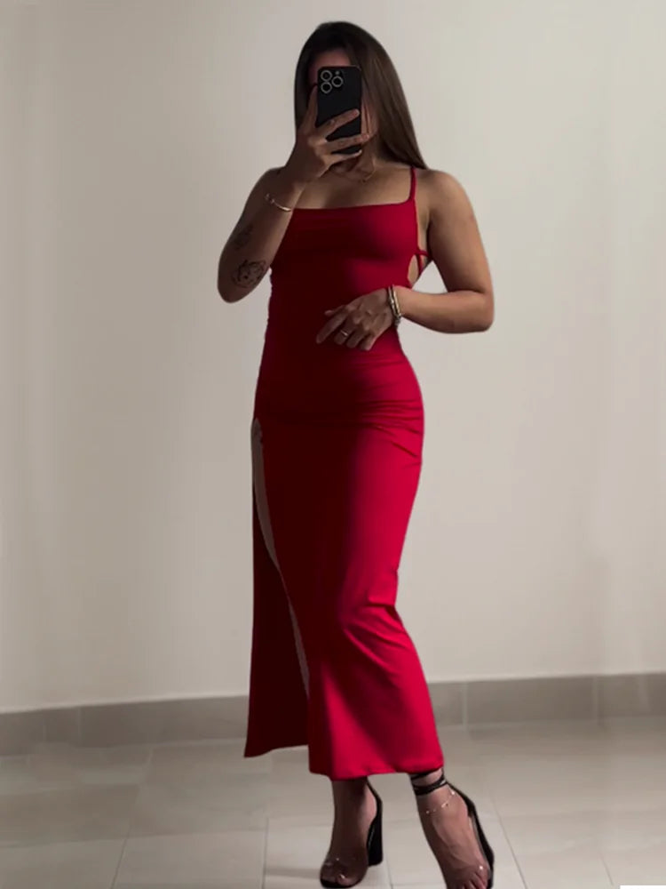 Summer Spice Halter Strap Bag Hip Dress