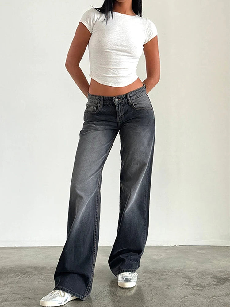 High-Waist Baggy Denim Wide-Leg Jeans