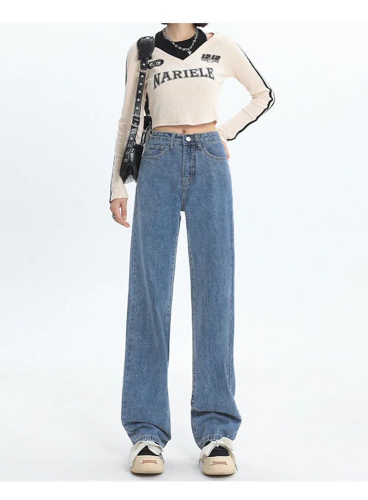 High-Waisted Slim Wide-Leg Jeans for Women