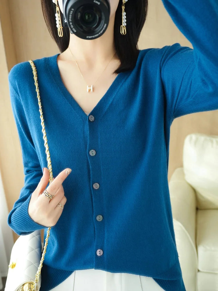 Cashmere V-Neck Knit Cardigan