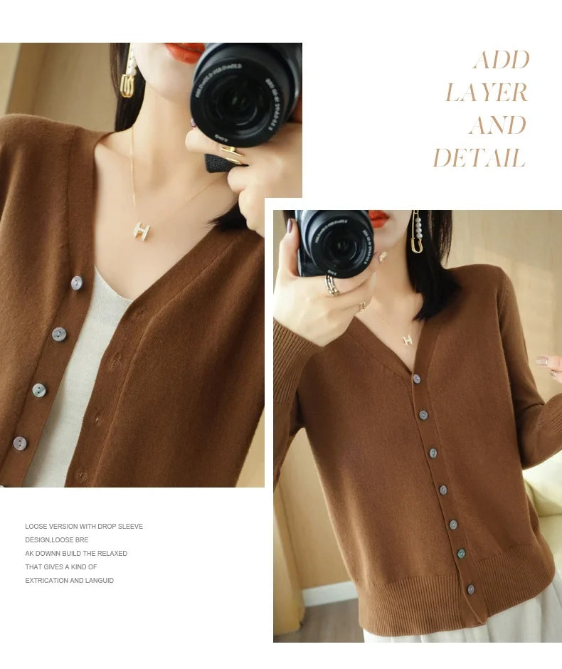 Cashmere V-Neck Knit Cardigan