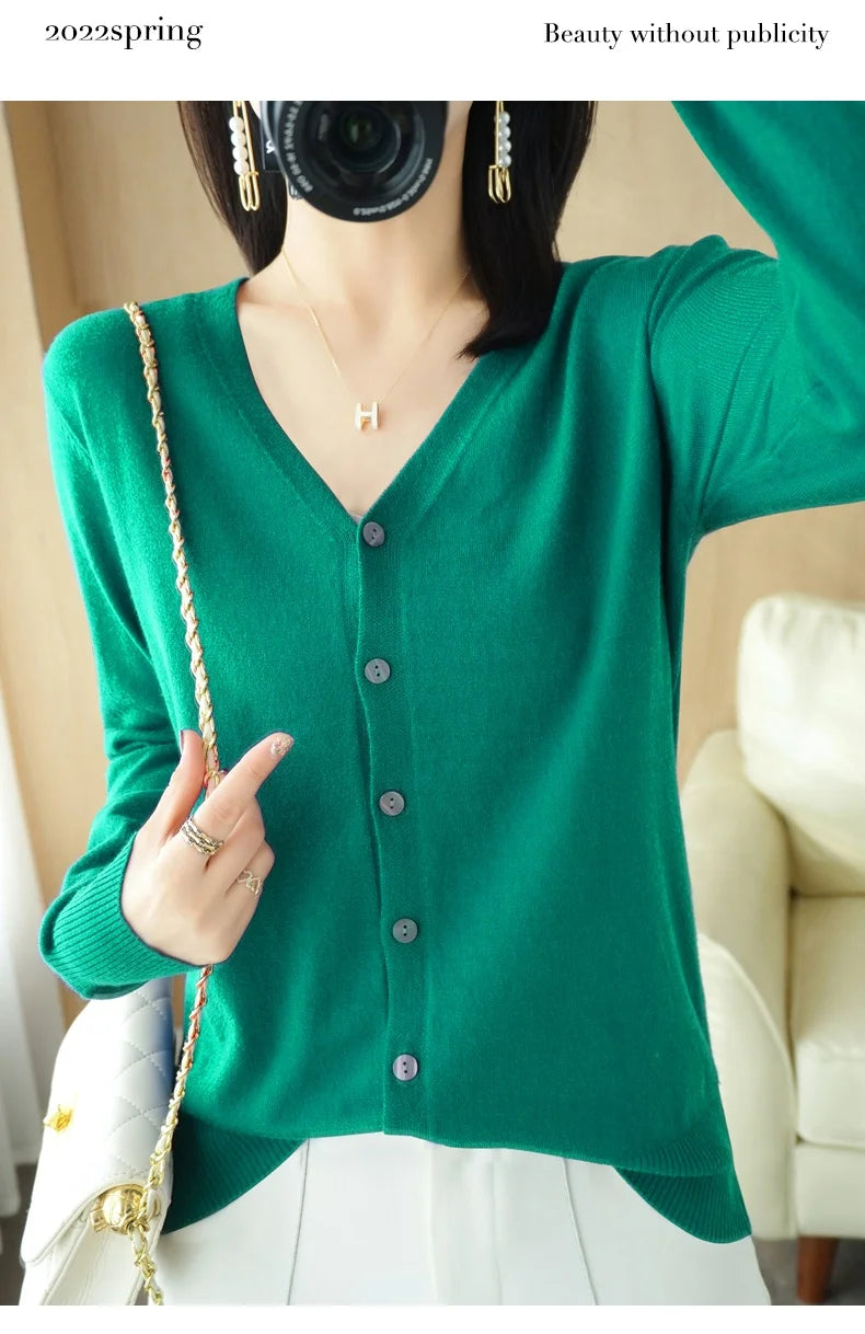 Cashmere V-Neck Knit Cardigan
