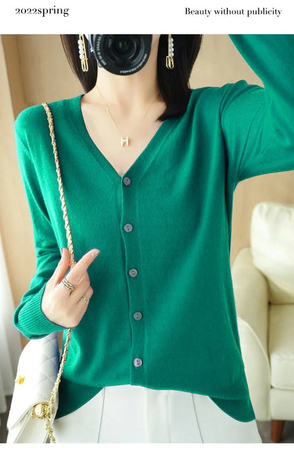 Cashmere V-Neck Knit Cardigan