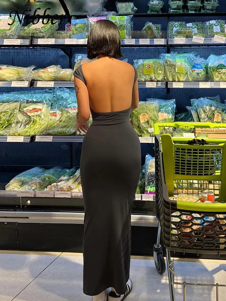 Backless Bodycon Maxi Dress