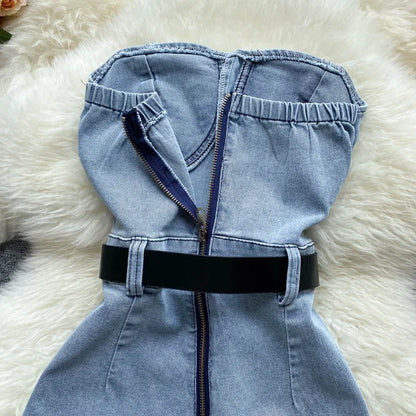 Backless Sleeveless Denim Jumpsuit
