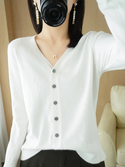Cashmere V-Neck Knit Cardigan
