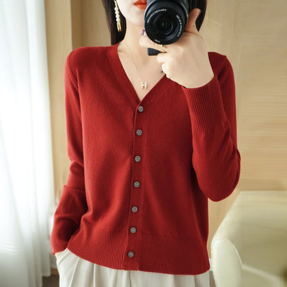 Cashmere V-Neck Knit Cardigan