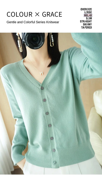 Cashmere V-Neck Knit Cardigan