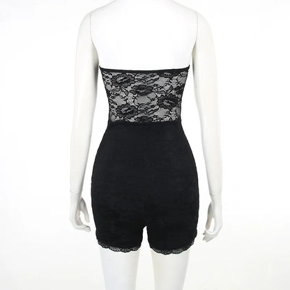 White Lace Ruffle Summer Romper