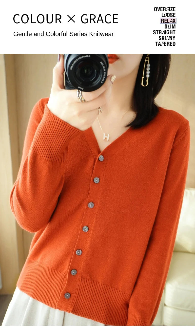 Cashmere V-Neck Knit Cardigan
