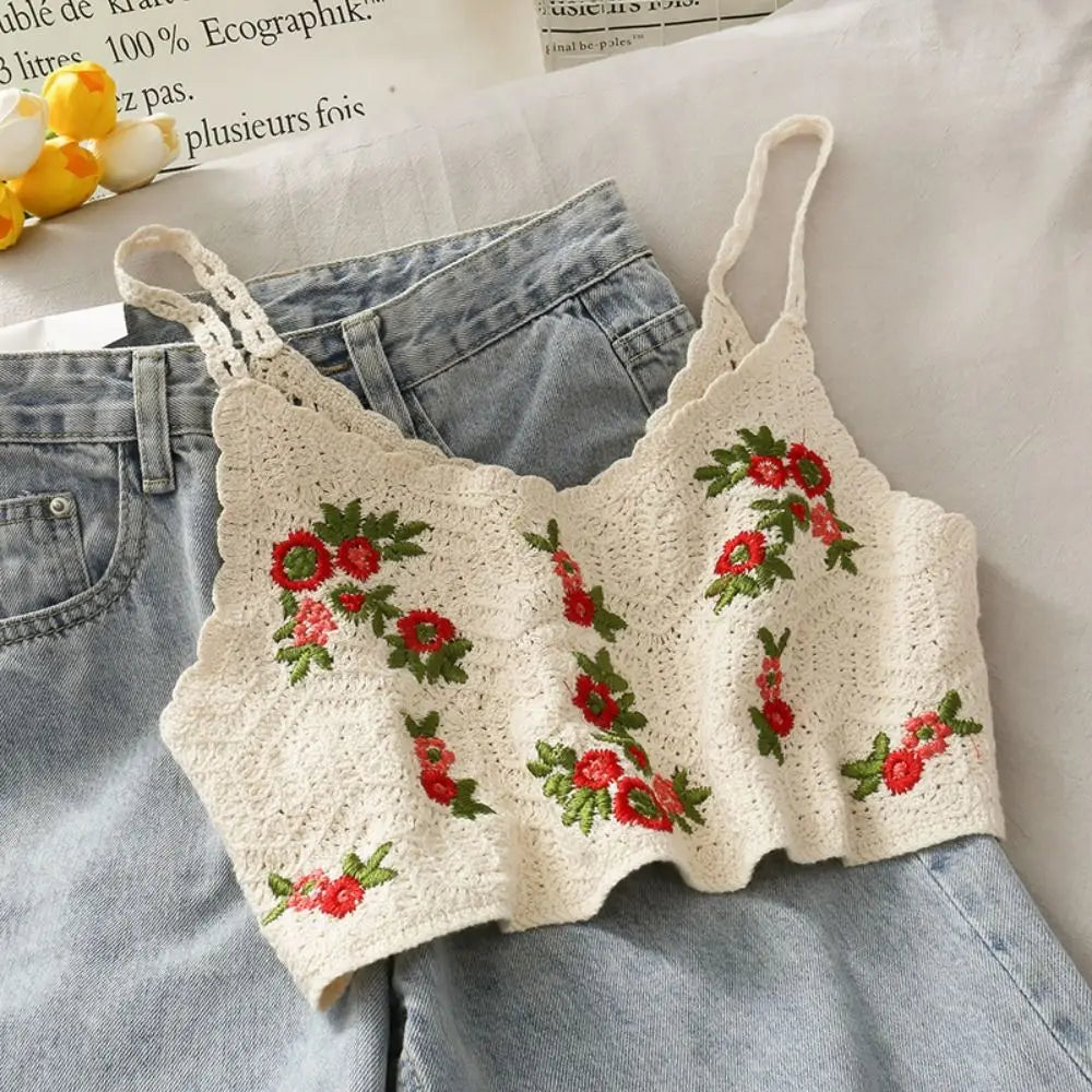 Bohemian Floral Crochet Sleeveless Top