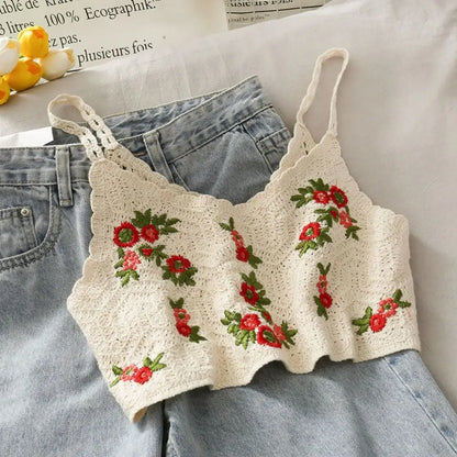 Bohemian Floral Crochet Sleeveless Top