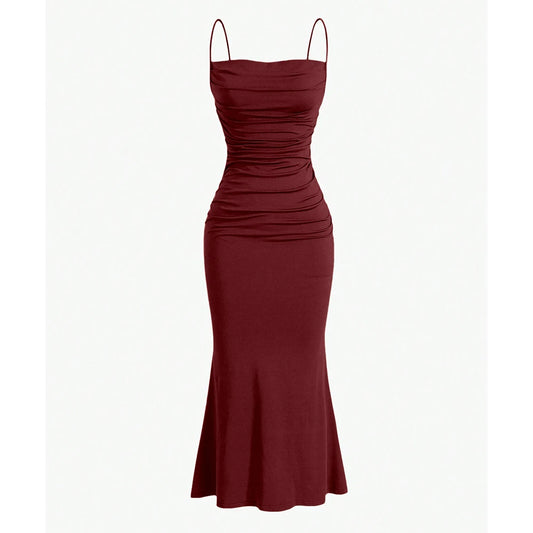 Mia Muse Elegant Spaghetti Strap Mermaid Maxi Dress