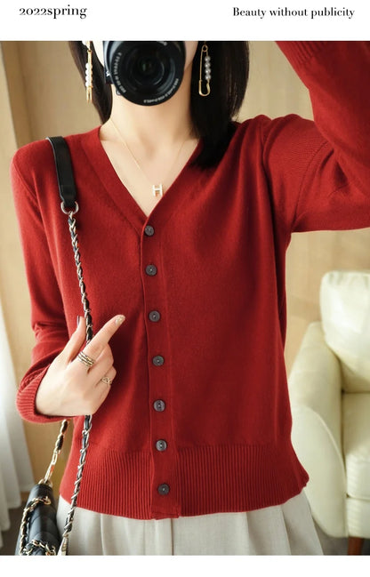 Cashmere V-Neck Knit Cardigan