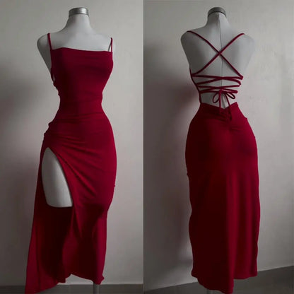 Summer Spice Halter Strap Bag Hip Dress
