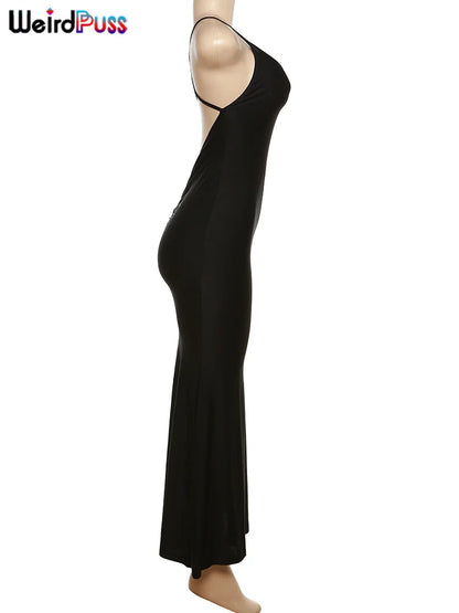 Backless V-Neck Mermaid Maxi Dress