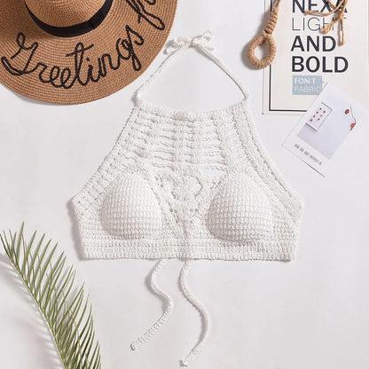 Bohemian Knit Backless Tassel Crop Top