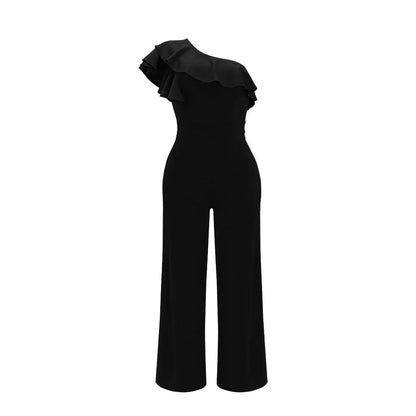 Ruffle One Shoulder Jumpsuit