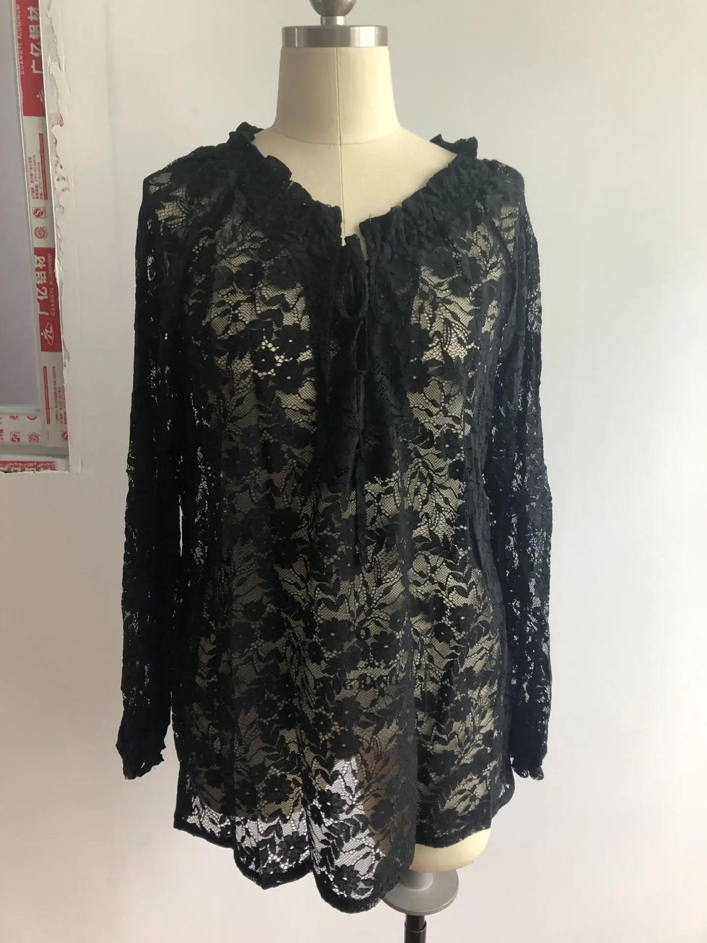 Boho Lace Hollow-Out V-Neck Blouse
