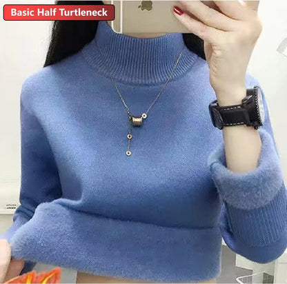 Elegant Velvet Lined Turtleneck Sweater