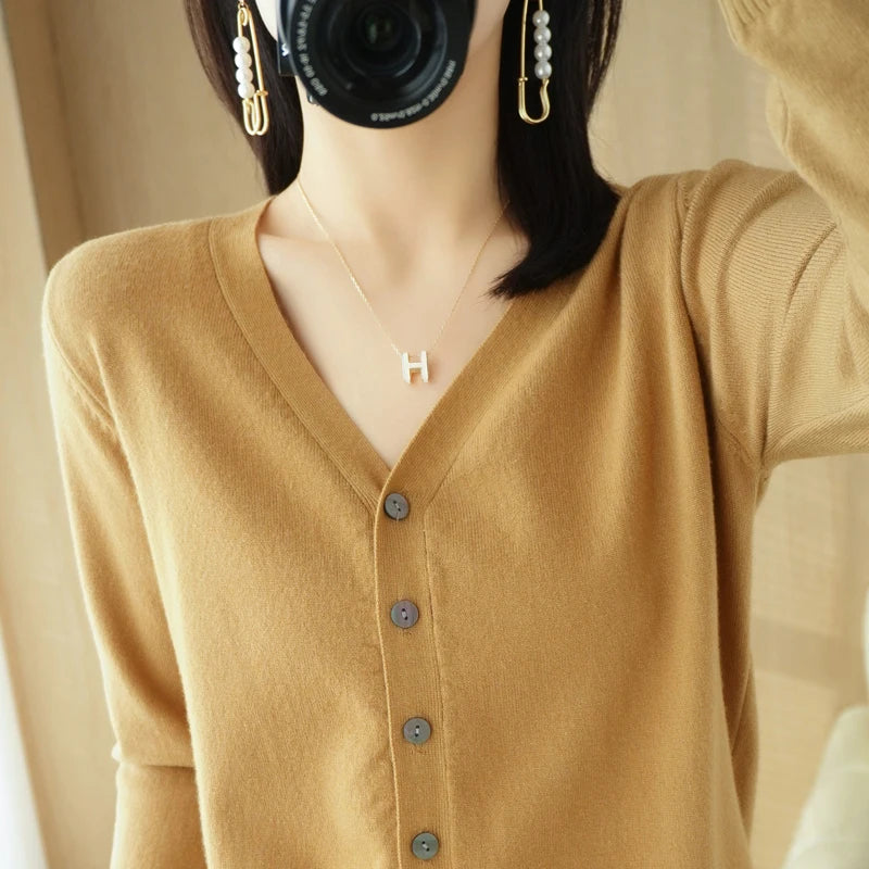 Cashmere V-Neck Knit Cardigan