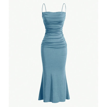 Mia Muse Elegant Spaghetti Strap Mermaid Maxi Dress