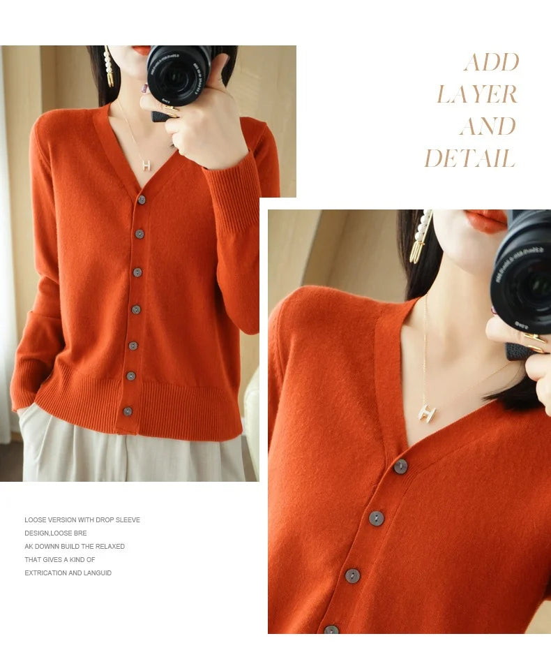 Cashmere V-Neck Knit Cardigan