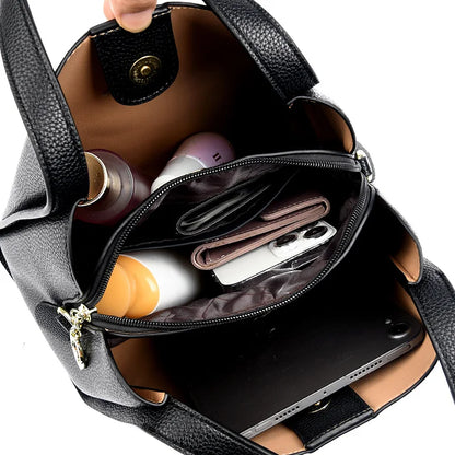 Genuine Leather Top-Handle Handbag