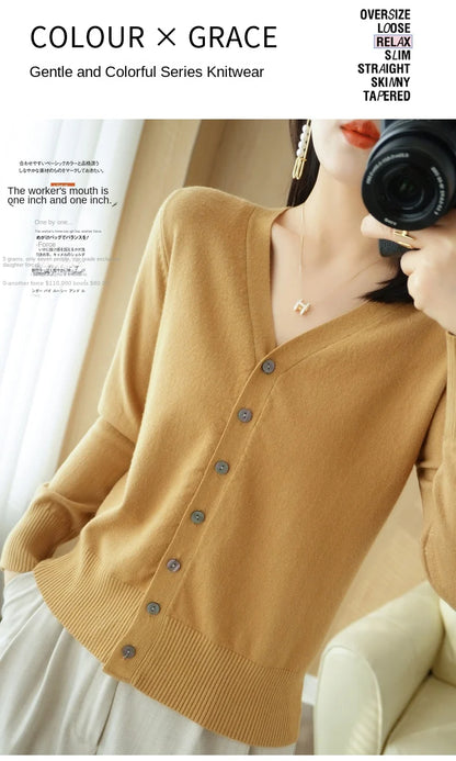Cashmere V-Neck Knit Cardigan