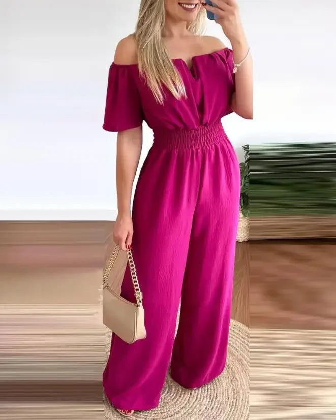 Off-Shoulder Wide Leg Jumpsuit