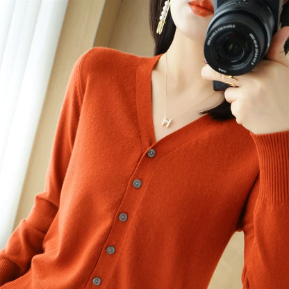 Cashmere V-Neck Knit Cardigan