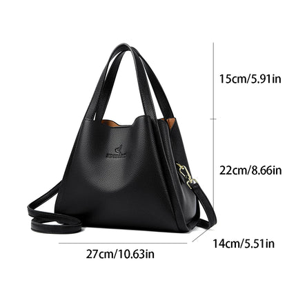 Genuine Leather Top-Handle Handbag