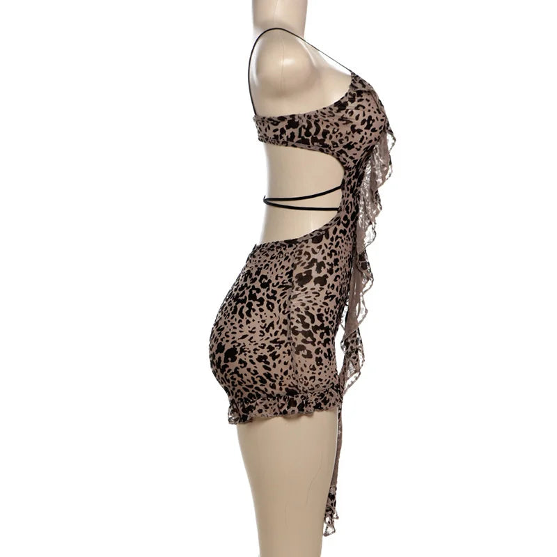Backless Ruffle Drawstring Playsuit