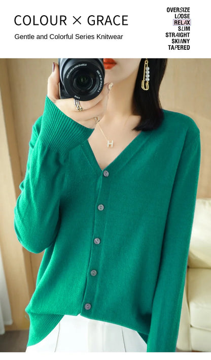 Cashmere V-Neck Knit Cardigan