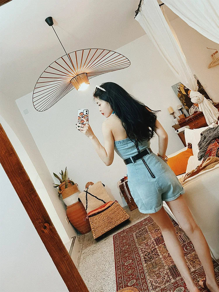Backless Sleeveless Denim Jumpsuit