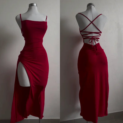 Summer Spice Halter Strap Bag Hip Dress