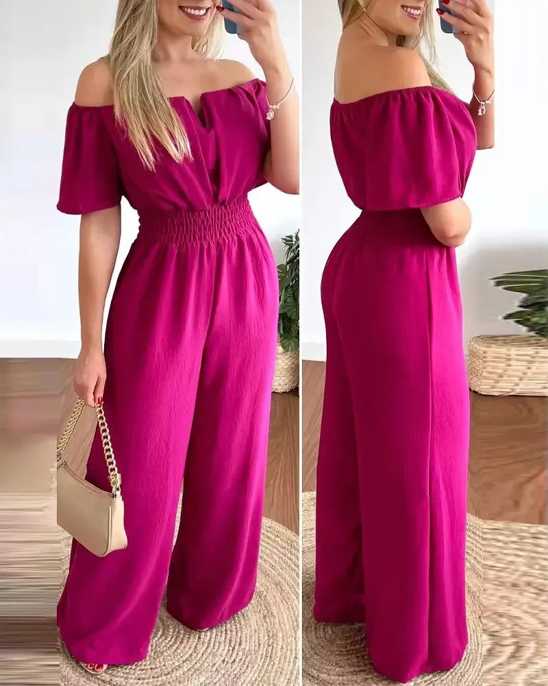 Off-Shoulder Wide Leg Jumpsuit