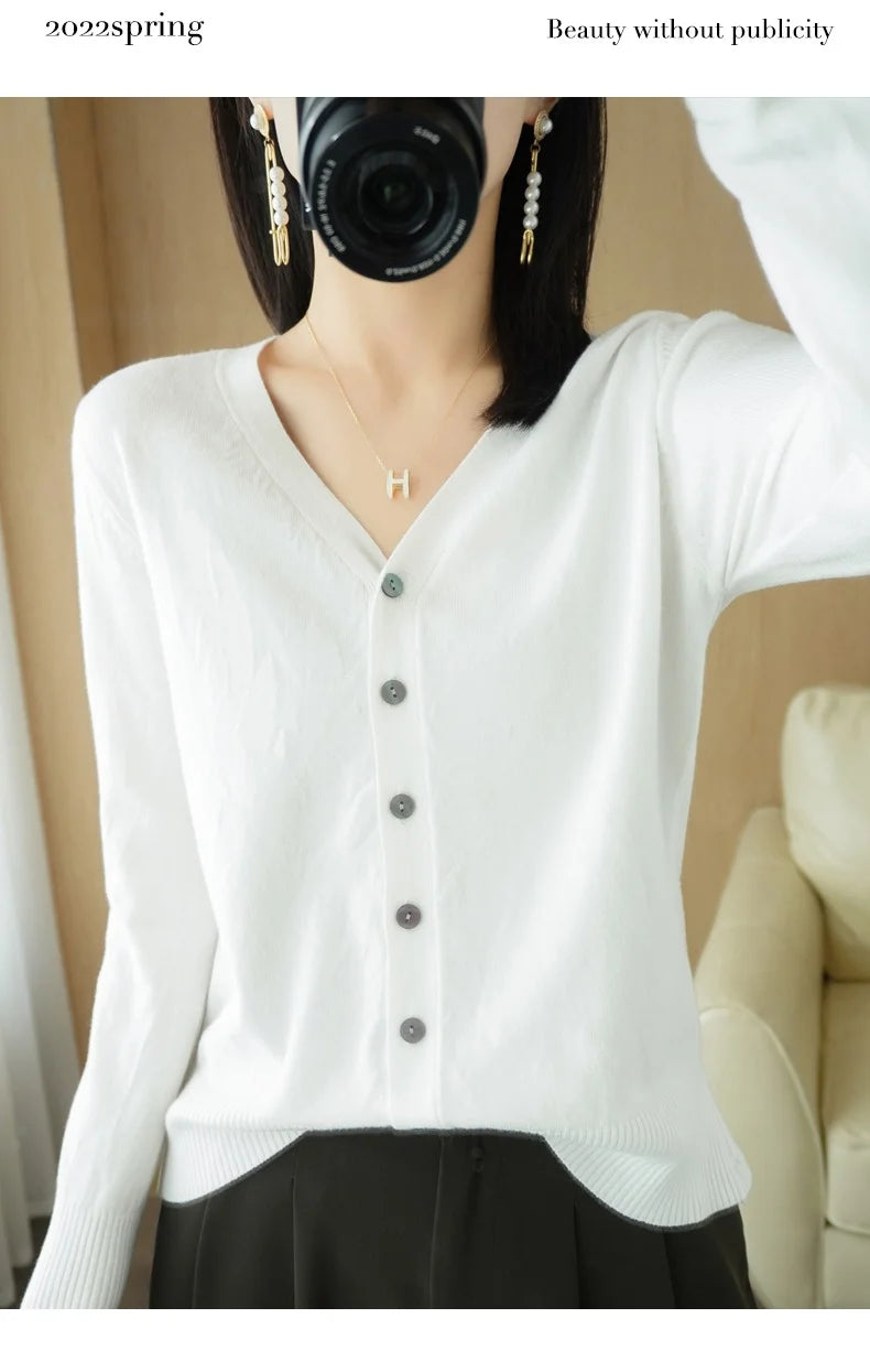 Cashmere V-Neck Knit Cardigan