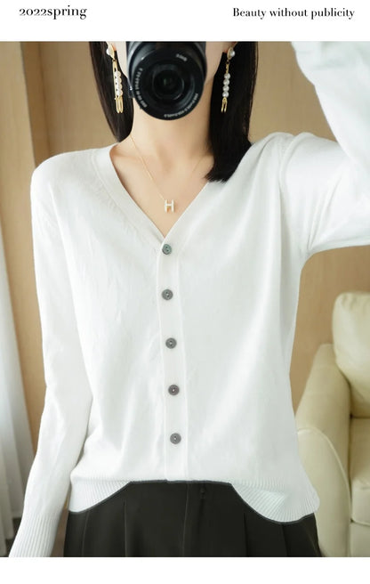 Cashmere V-Neck Knit Cardigan