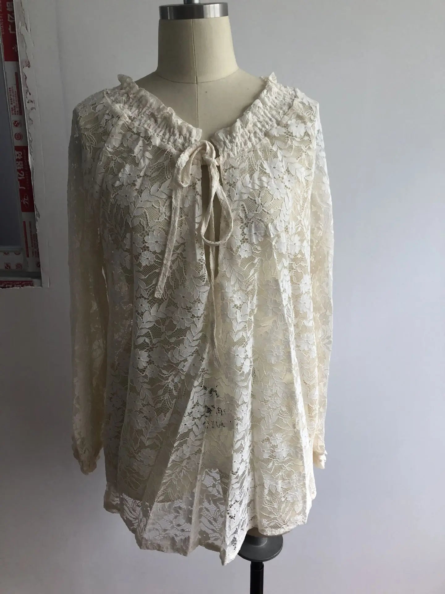 Boho Lace Hollow-Out V-Neck Blouse
