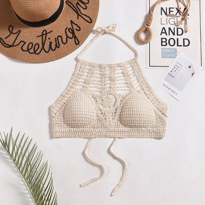 Bohemian Knit Backless Tassel Crop Top