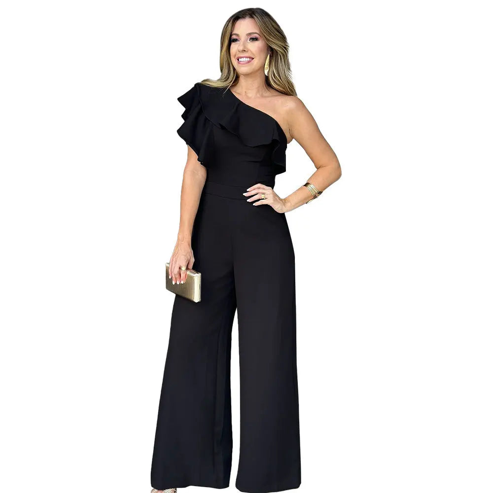 Ruffle One Shoulder Jumpsuit