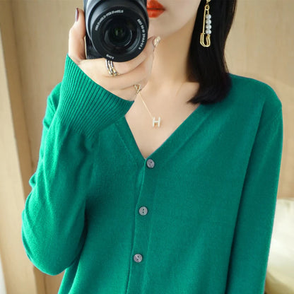 Cashmere V-Neck Knit Cardigan