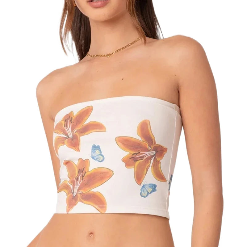 Y2K Aesthetic Floral Bow Top