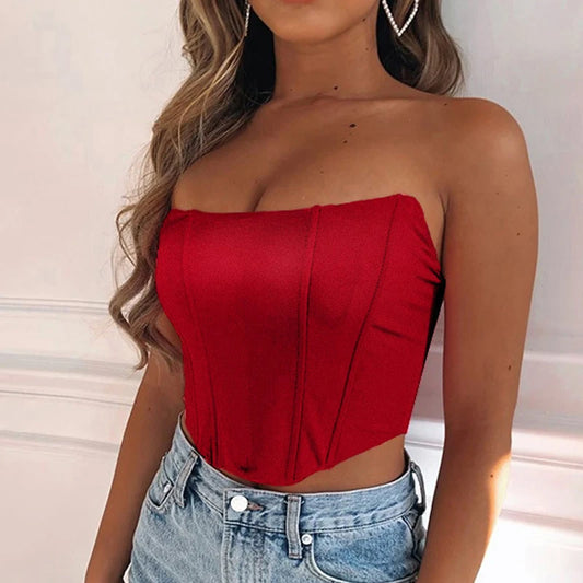 Sexy Off-Shoulder Corset Crop Top