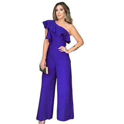Ruffle One Shoulder Jumpsuit